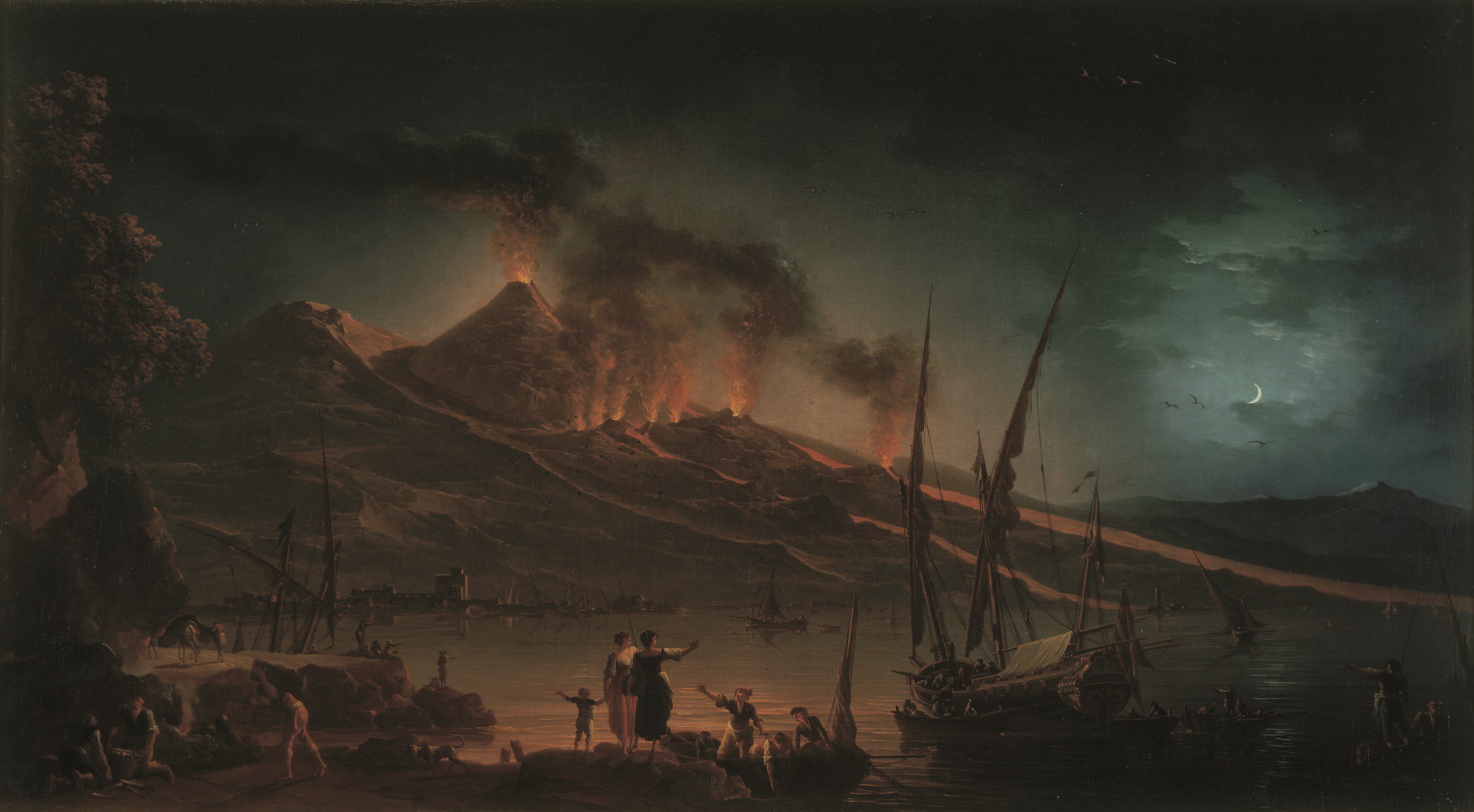 Vesuvius Erupting at night